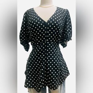 Torrid Black and White Polka Dot Blouse